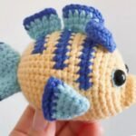 Yellow and blue handmade crochet fish pattern free